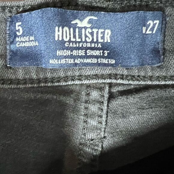 Hollister high rise Distressed Black Denim Shorts size 5/27W - Picture 7 of 11